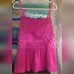 Torrid Fuchsia Empire Waist Lace Strappy Top